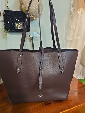 Coach Dark Brown Pebbled Leather Tote
